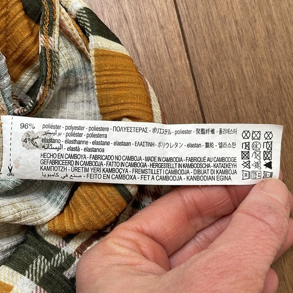 Zara Trafaluc Mustard Yellow green Plaid tartan Jumpsuit S Wide Leg cami strap - Picture 14 of 14